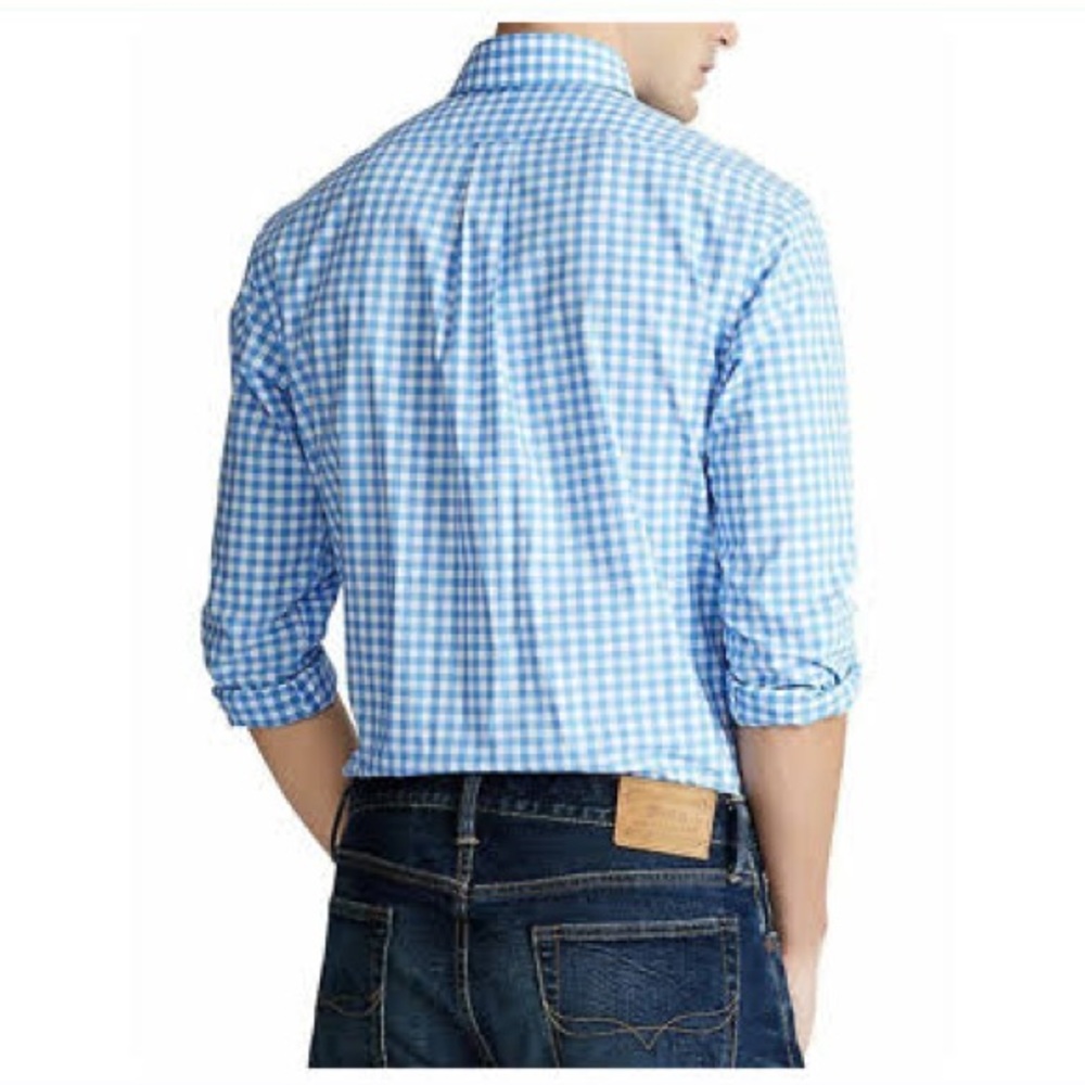 POLO RALPH LAUREN: Men's Classic-Fit Gingham Stretch Poplin Long-Sleeves Shirt - Picture 5 of 16